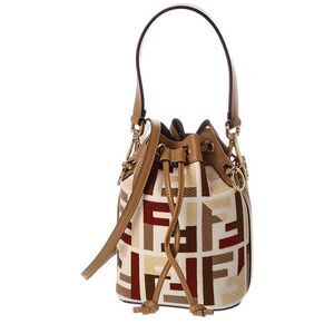 Fendi Mon Tresor Mini Ff Canvas & Leather Bucket Bag, Beige
